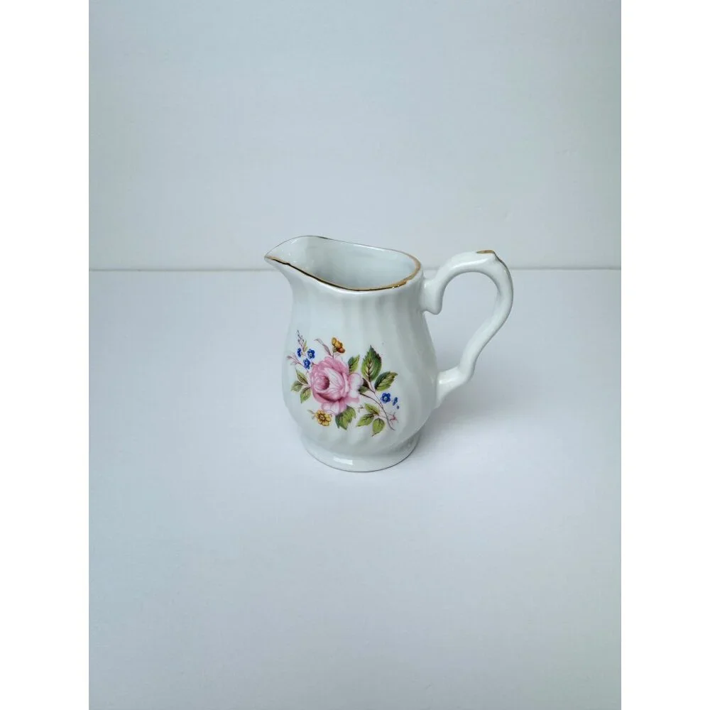 Royal Oak Porcelain Floral Tea Set with Gold Trim Teapot Sugar Bowl Creamer